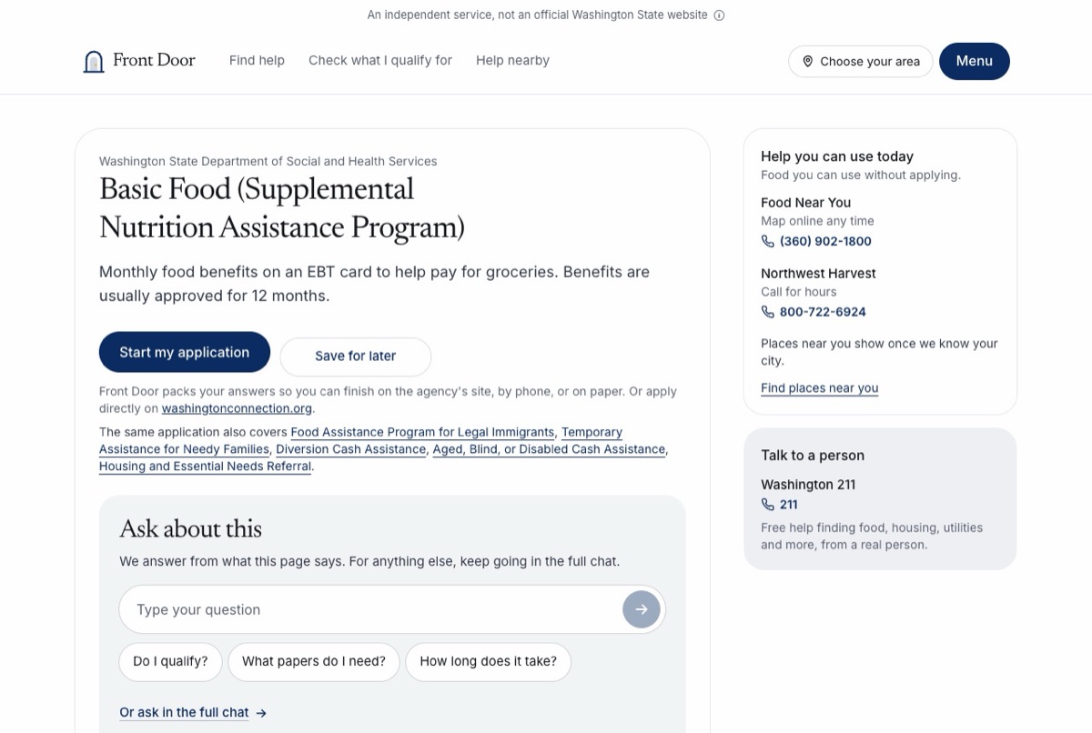 Screenshot: Ask about this, right on the page
