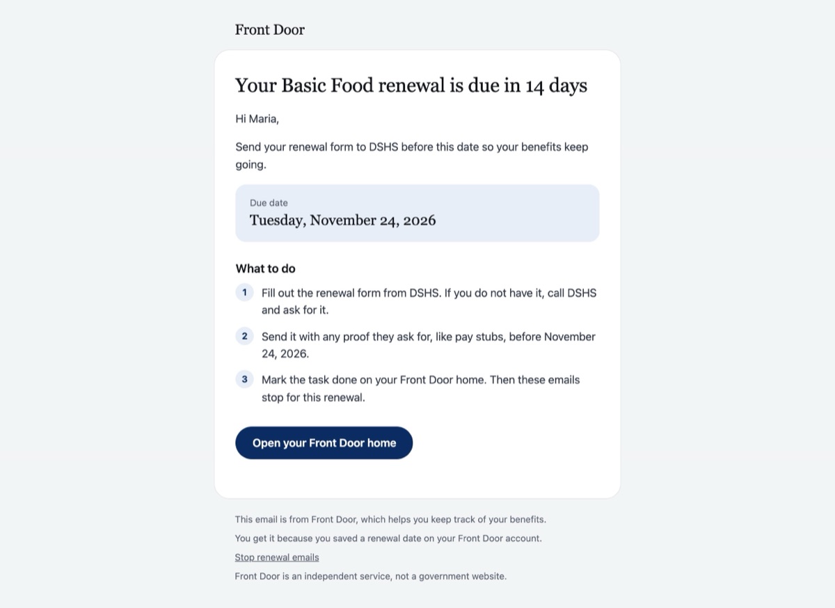 Screenshot: Clearer emails