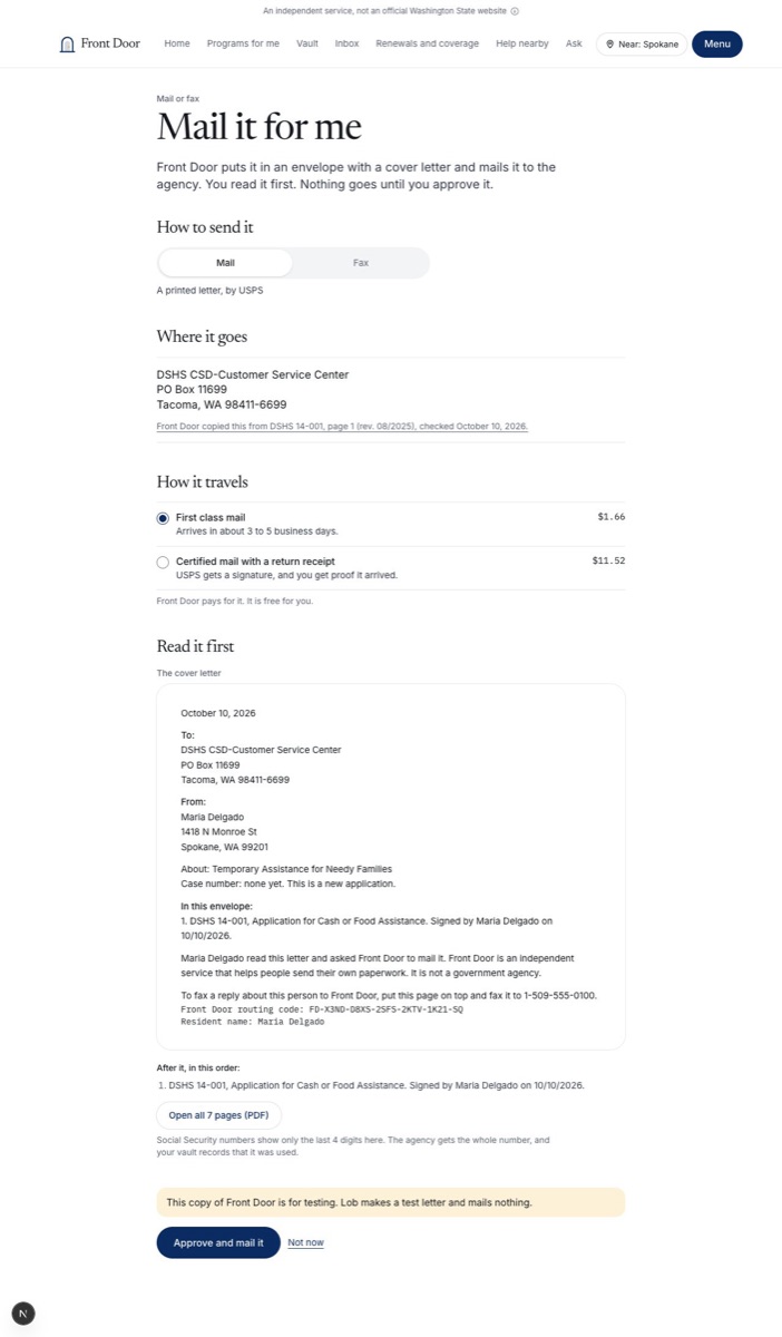 Screenshot: Mail it for me, and faxes that reach the right person