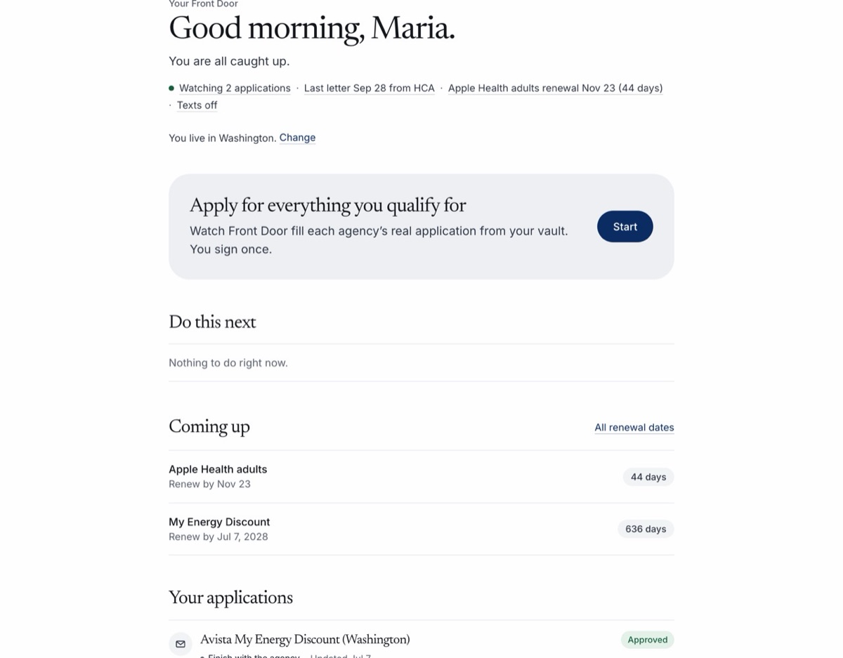 Screenshot: Your pages in one column