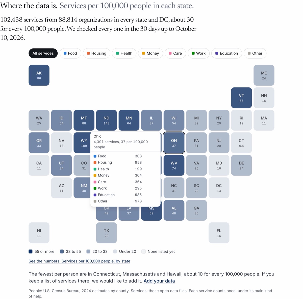Screenshot: Open data: a map of what we have, and a way to add yours