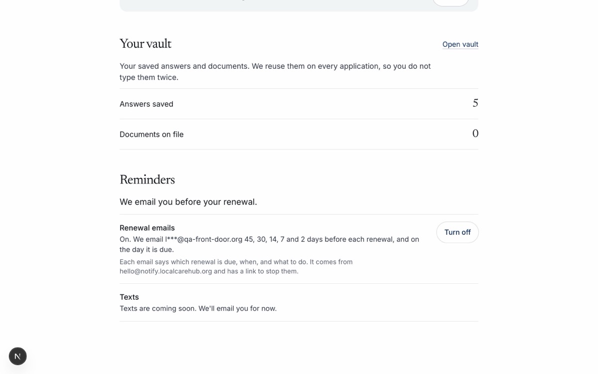 Screenshot: We email you before your renewal