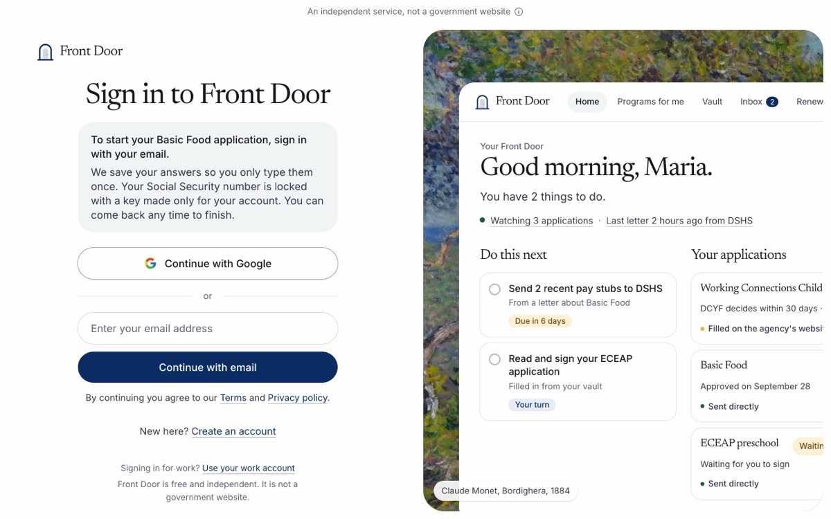 Screenshot: Why we ask you to sign in, and our Terms